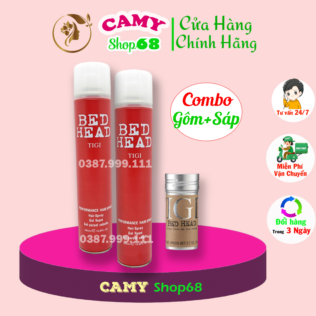 Combo gôm xịt tóc , sáp cứng Tigi tạo kiểu giữ nếp Camy shop68