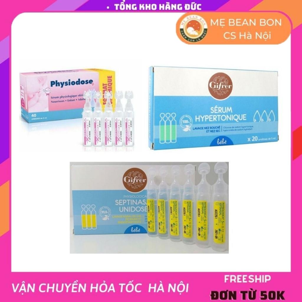 Tép muối sinh lý Gifrer Pháp hộp 20 ống tép màu vàng giúp bé giảm tắc nghẽn mũi, sổ mũi