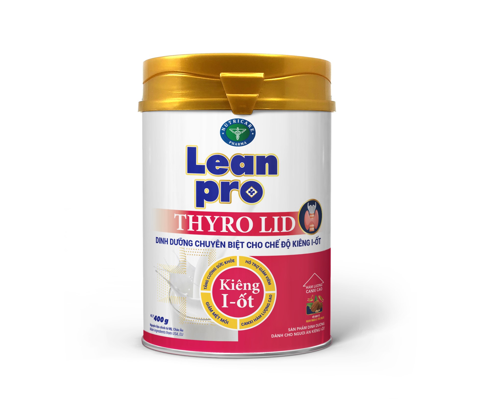 Sữa lean pro thyrolid 900g_(dinh dưỡng cho người basedo,cường giáp, ung thư giáp đang kiêng i ốt)