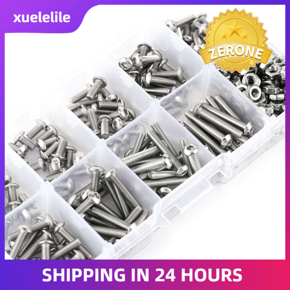 340 Cái Bu Lông Lục Giác Đầu Nút M3 SS304 Bằng Thép Không Gỉ Chất Lượng Cao Bu Lông Ốc Vít Bộ Đai Ốc Phân Loại