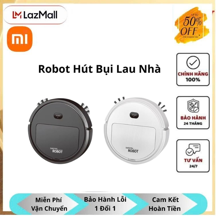Robot Hút Bụi Lau Nhà, Robot Hút Bụi Cao Cấp Vô Cùng Tiện Lợi Robot Hút Bụi Lau Nhà Tự Động,Rô-bốt Quét Nhà Hút Bụi Thông Minh Hộp Nước Riêng Sạc USB Cảm Biến Chống Rơi