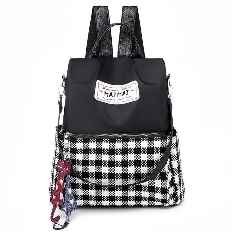 Balo Dù phối vải caro kèm móc khoá mèo xiteen HH026 + có thể làm túi xách