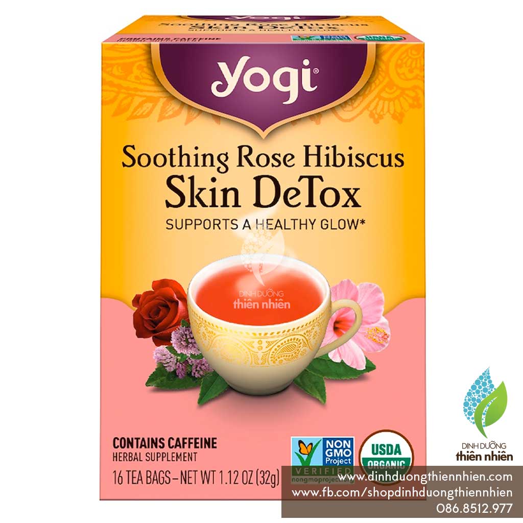Trà hữu cơ yogi skin detox, giúp giải độc cho da
