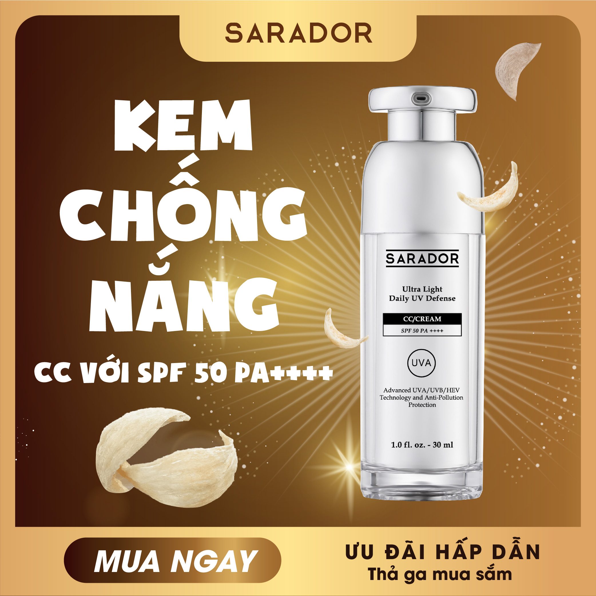 [Freeship]Kem Chống Nắng Vật Lý Lai Hóa Học Tốt Cho Da Dầu, Da Nhạy Cảm, Da Khô SARADOR Nguyên Liệu Nhật, CC SPF 50 PA++++,Make-up tự nhiên, Thay Luôn Kem Nền,Thiết Kế Hiện Đại và Sang Trọng,Chống Ánh Sáng Xanh(từ tivi, máy tính,..)