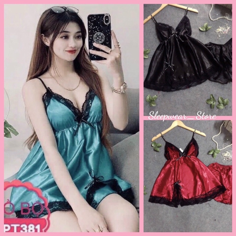 Đồ ngủ sexy nữ-Bộ ngủ 2 dây chất phi lụa mặc cực mát free size 40-55kg