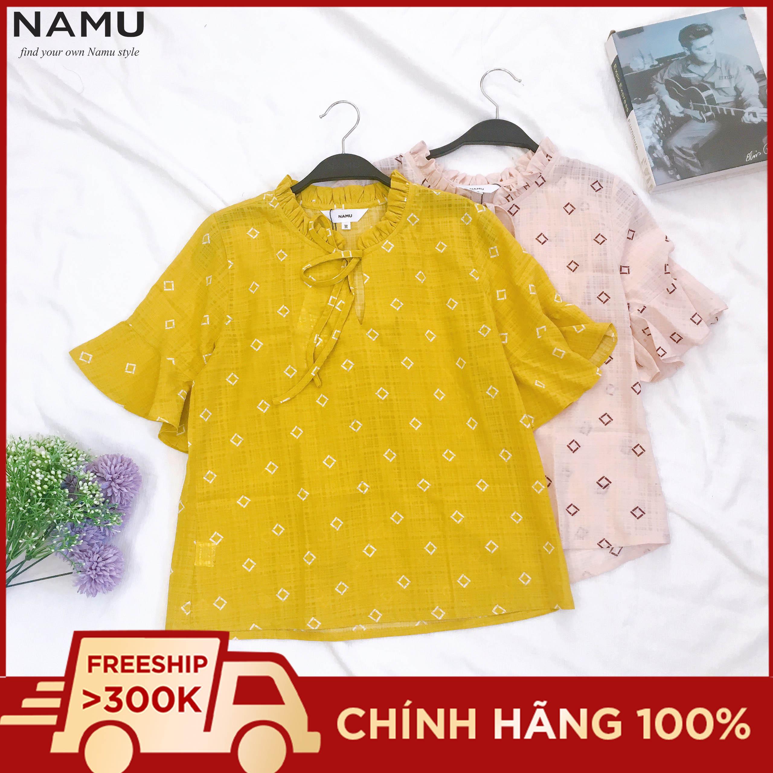 Áo sơ mi kiểu voan gân họa tiết hiệu namu 906021064