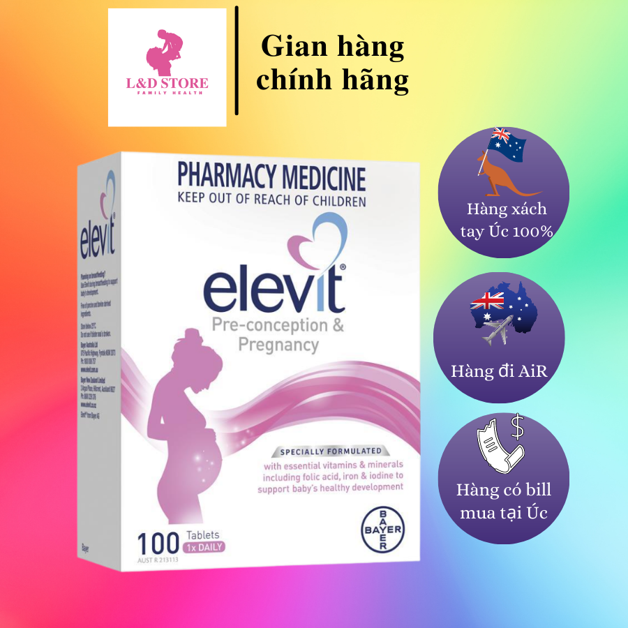 Elevit bầu úc 100 viên - vitamin tổng hợp cho bà bầu