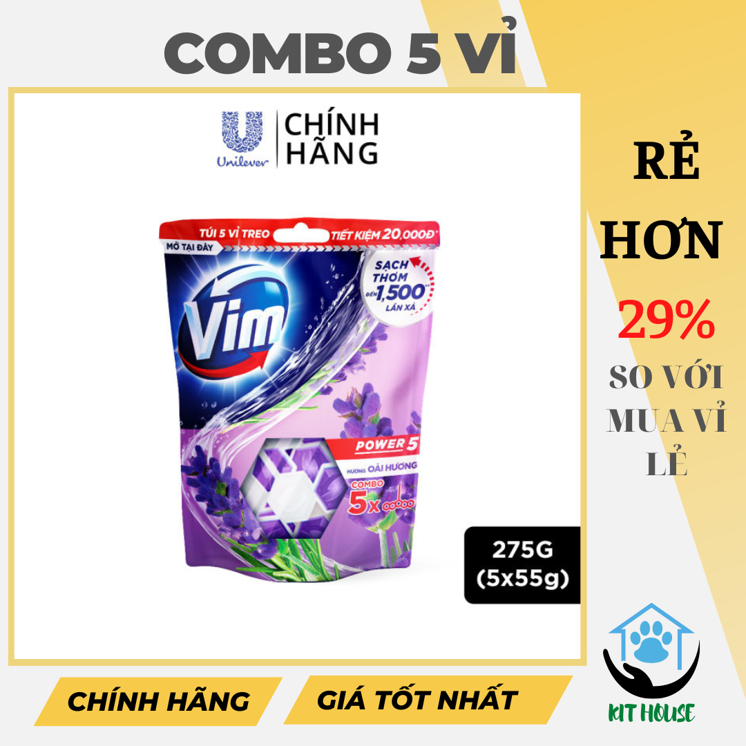 Combo 5 vỉ tẩy bồn cầu vim power 5 - 275g
