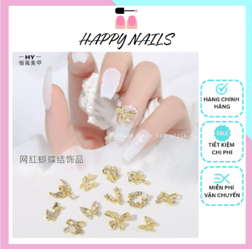 Charm nơ cao cấp nhiều kiểu dáng - Charm nail nơ siêu sáng đẹp mắt phong cách Hàn Nhật, Sticker đính dán móng, Charm nail đính móng cực xinh, Phụ kiện nail đính móng 3D trang trí móng tay nghệ thuật xinh xắn, charm đính móng tay
