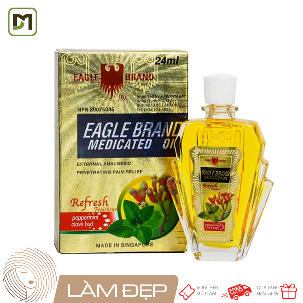 Dầu gió vàng 24ml con ó Eagle Brand 2 nắp chính hãng miễn phí đổi trả hàng