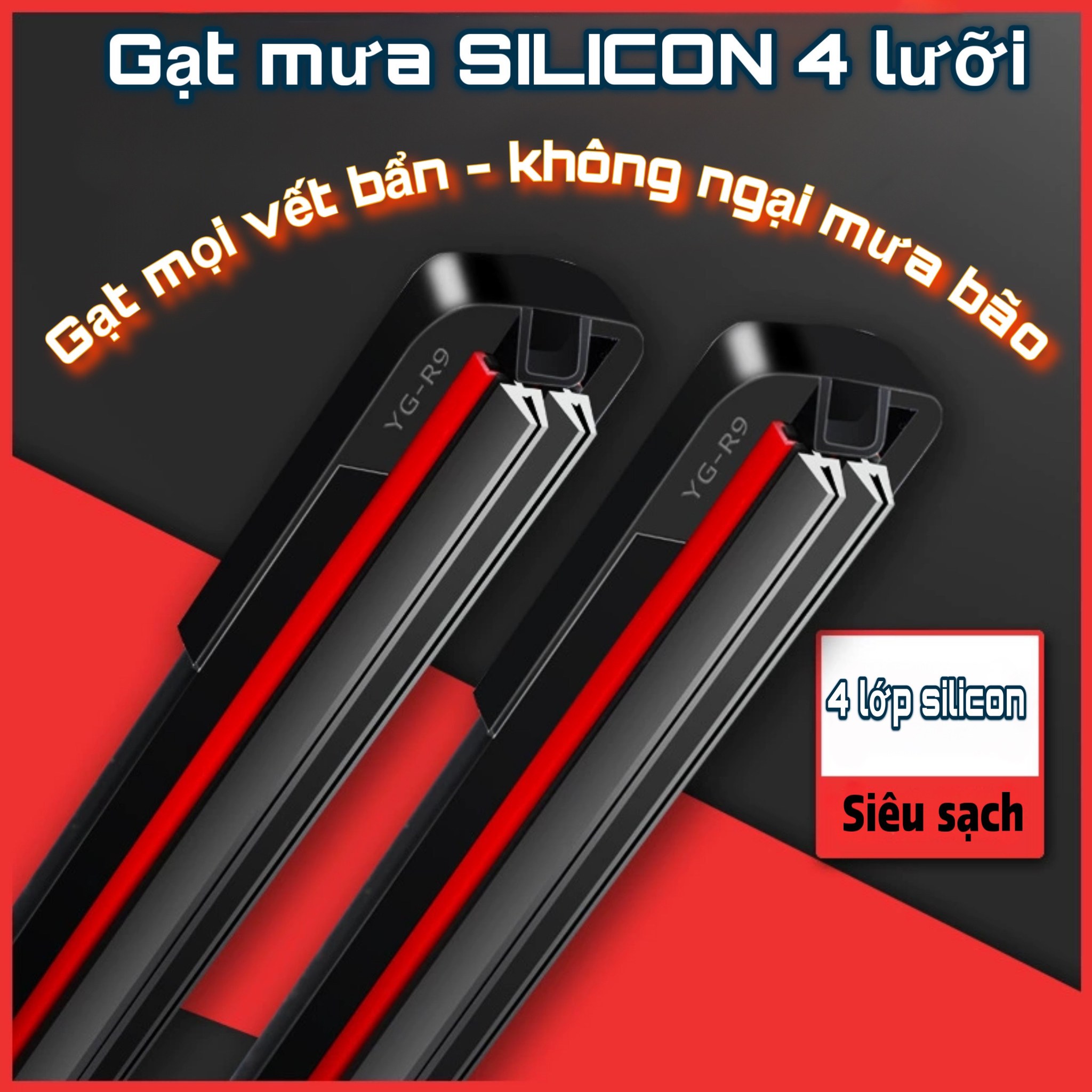 Gạt mưa ô tô 4 lưỡi silicon không xương đời mới nhất 2023 gạt sạch gấp 4 lần loại thường, gạt mưa 4 lưỡi silicon  gạt siêu bền siêu sạch, gạt mưa silicon 4 lưỡi, gạt mưa ô tô silicon 4 lưỡi cao cấp, gạt nước 4 lưỡi