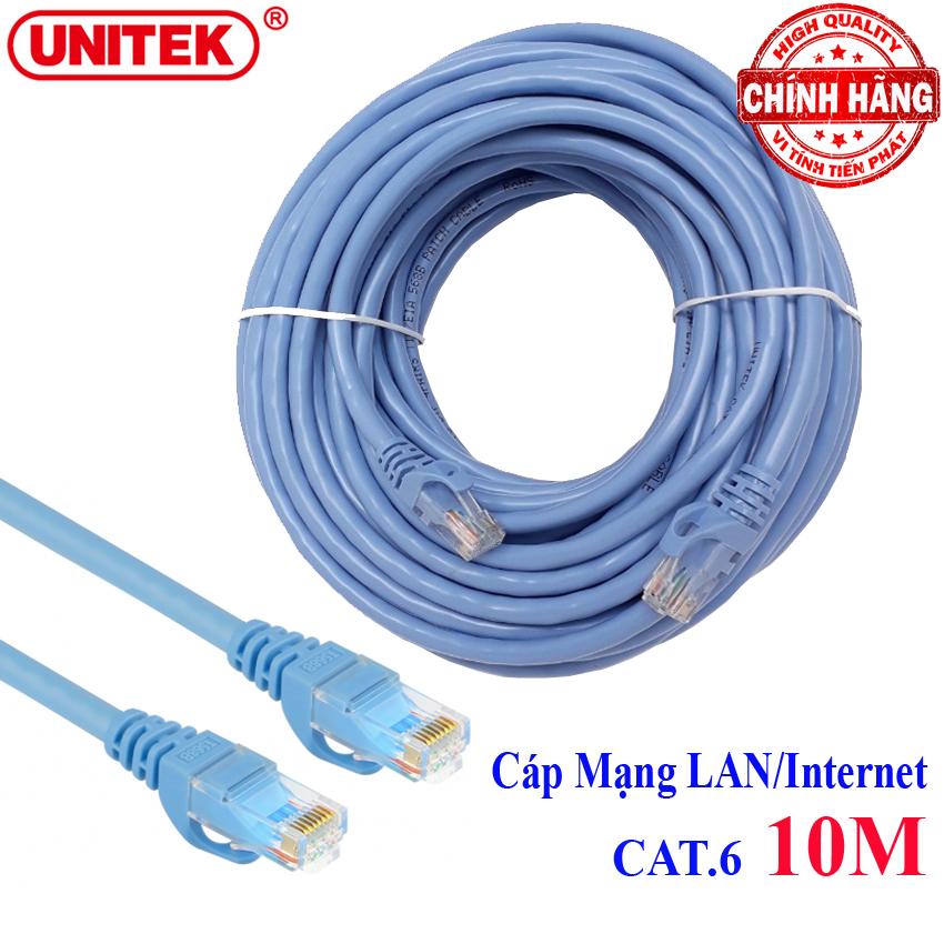 Dây cáp mạng LAN Internet bấm sẵn chuẩn CAT 6 Unitek Y-C813ABL dài 10m - ( cat6 hỗ trợ 1000Mbps)