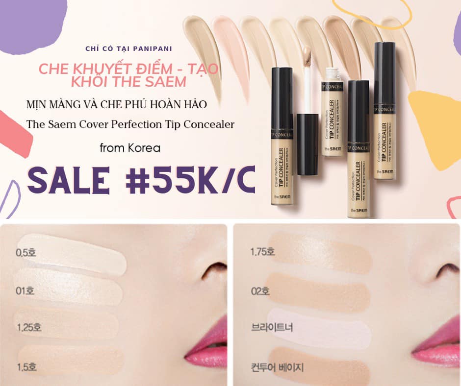 [100% AUTH] CHE KHUYẾT ĐIỂM THE SAEM COVER PERFECTION TIP CONCEALER