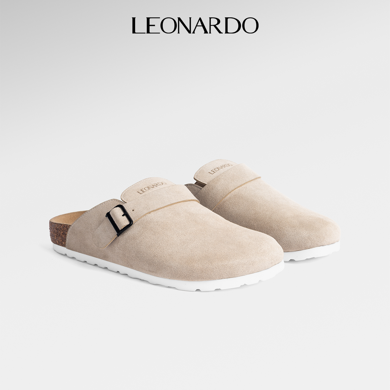 Leonardo Dép Clog Nam James Bít Mũi Da Lộn Cao Cấp Đế Trấu Cải Tiến Nâng Niu Bàn Chân Tôn Dáng 3cm