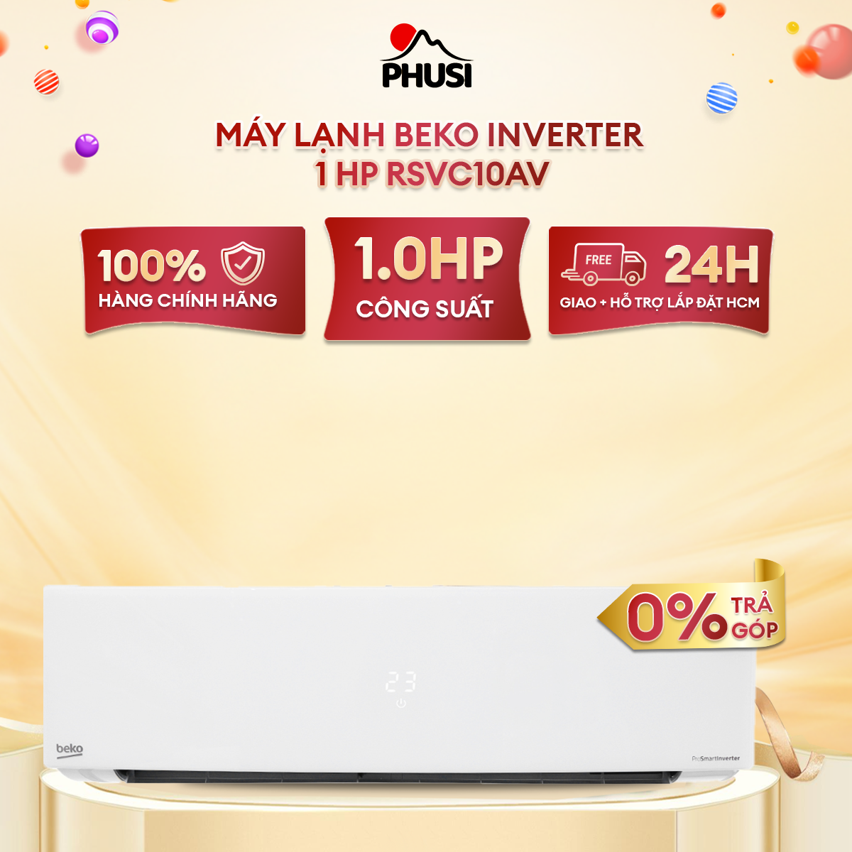 Máy lạnh Beko Inverter 1 HP RSVC10AV - Chức năng tự làm sạch, Màn hình hiển thị nhiệt độ trên dàn lạnh, Hẹn giờ bật tắt máy, Cảm biến nhiệt độ thông minh RealSet