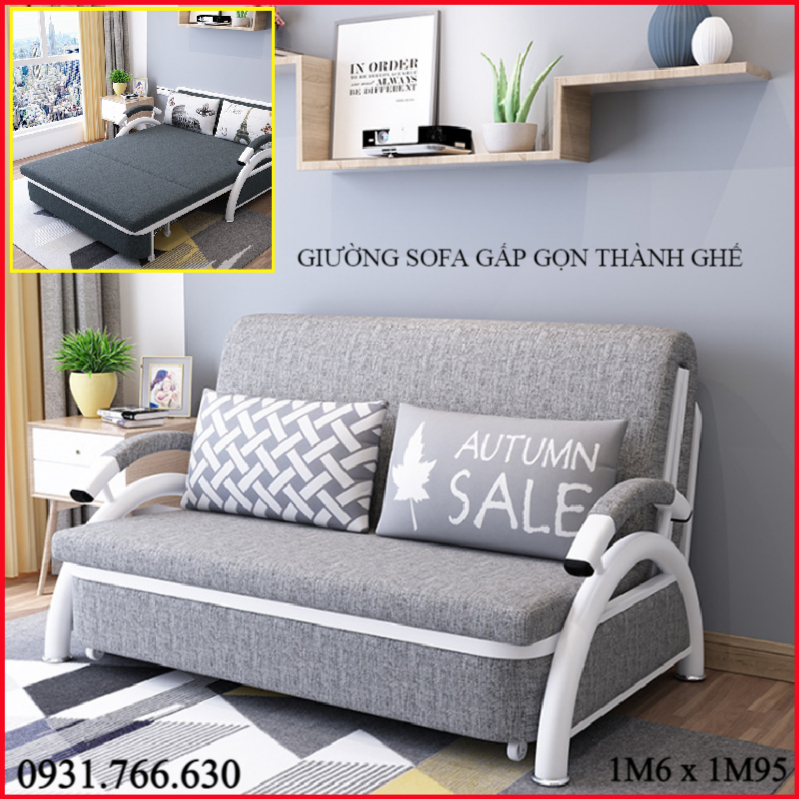 Giường sofa gấp gọn thành ghế,Ghế sofa,Giường sofa đa năng 1m6 x 1m9 [ Tặng kèm 2 gối ]