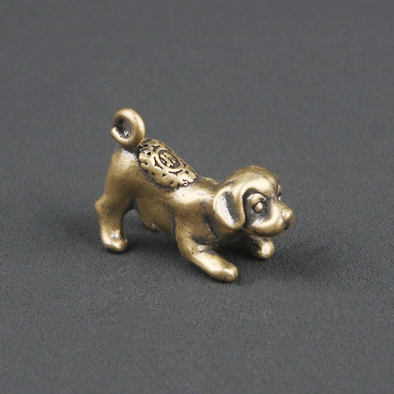 Tượng Nhỏ Bằng Đồng Hình Chó Con (Kích Thước: 3.0 x 2.2cm)