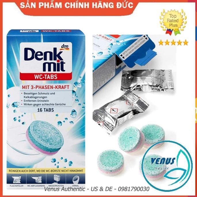 Cả hộp - Viên tẩy làm sạch diệt khuẩn bồn cầu WC Denkmit Đức - Hàng chính hãng Đức