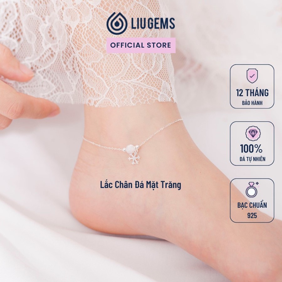 Lắc Chân Bạc Nữ 925 Đính Đá Liugems Phong Thuỷ Tự Nhiên Handmade Mix Charm Treo Mini Size Nhỏ Tinh Tế LC01
