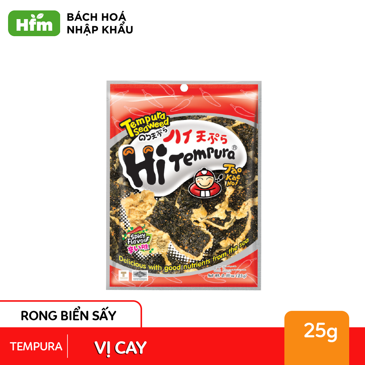 Rong biển TaoKaeNoi Tempura 25g vị Cay giòn ngon đặc biệt