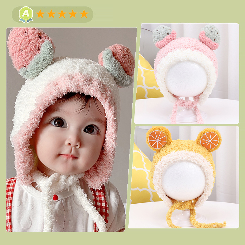 Mũ lông cừu dày dặn thiết kế 3D đễ thương, mềm êm cho bé từ 1-3 tuổi, nón KIỂU bé gái bé trai có che tai giữ ấm HOT