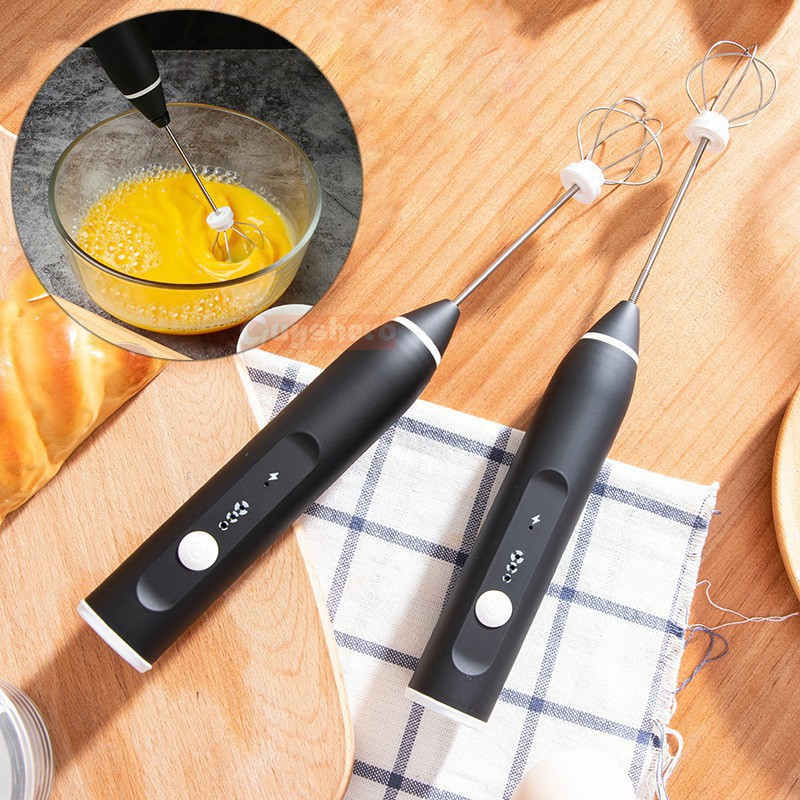 Máy Đánh Trứng, tạo bọt Cafe, sữa, cầm tay sạc 3 tốc độ tiện ích, Có cổng sạc Usb tích