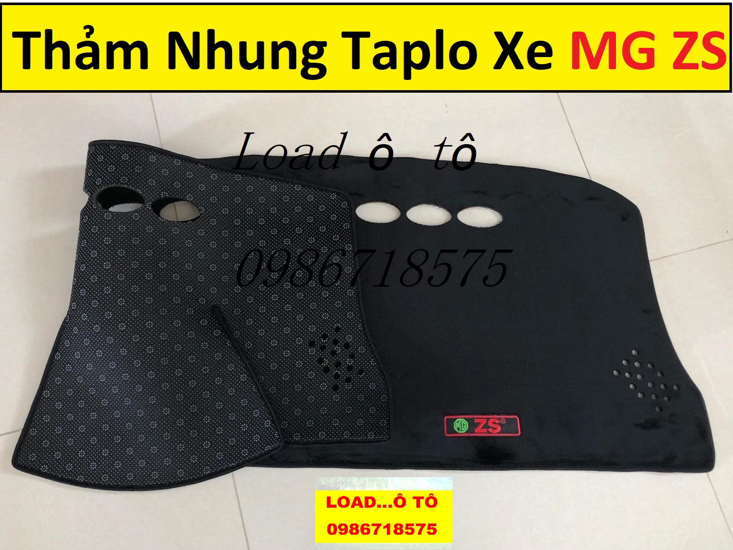 Thảm Taplo Da Carbon Xe MG ZS 2023-2020 Mẫu Da Vân Carbon, Nhung Lông Cừu Cao Cấp