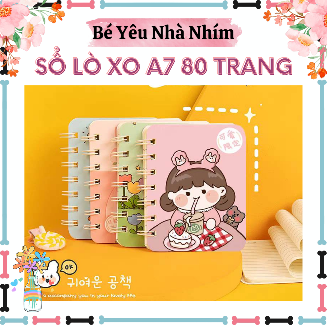 Sổ còng a7 gồm 80 trang siêu đáng yêu giấy dày và mịn , sổ tay dễ thương , sổ ghi chú