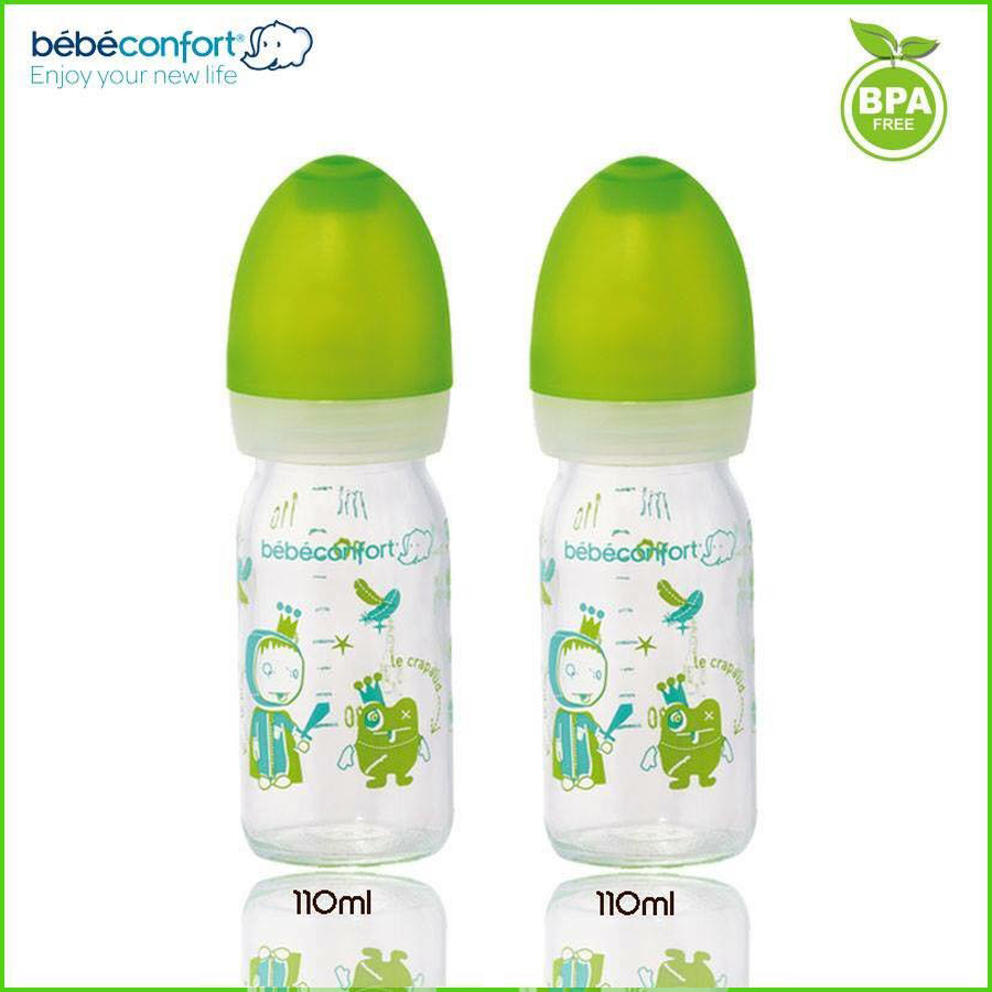 Bính sữa thủy tinh cổ hẹp Bebe confort 110ml