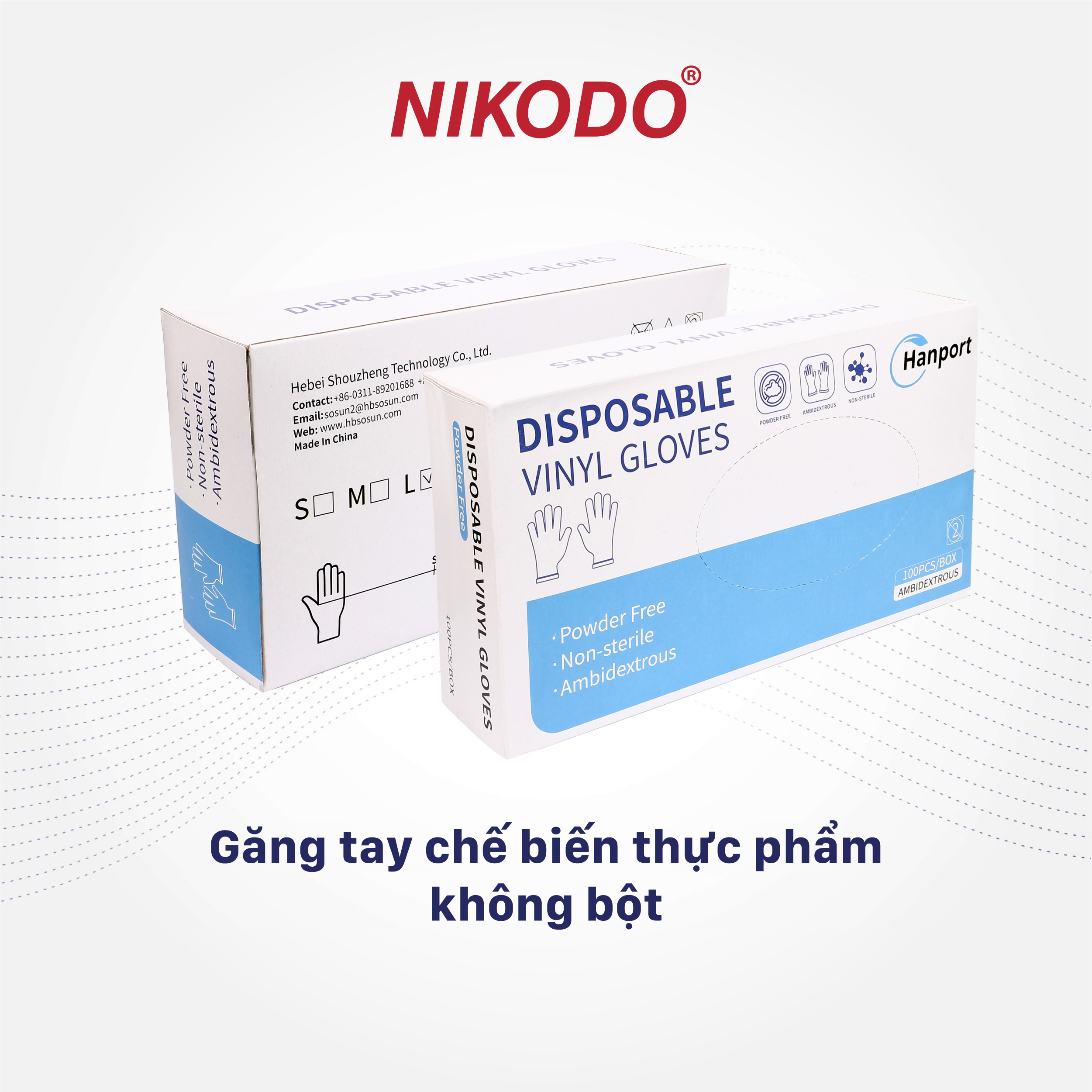 Găng tay pvc làm bánh, nấu ăn, an toàn vệ sinh thực phẩm, không bột, không dị ứng/ găng tay vinyl nhập khẩu/ chính hãng nikodo