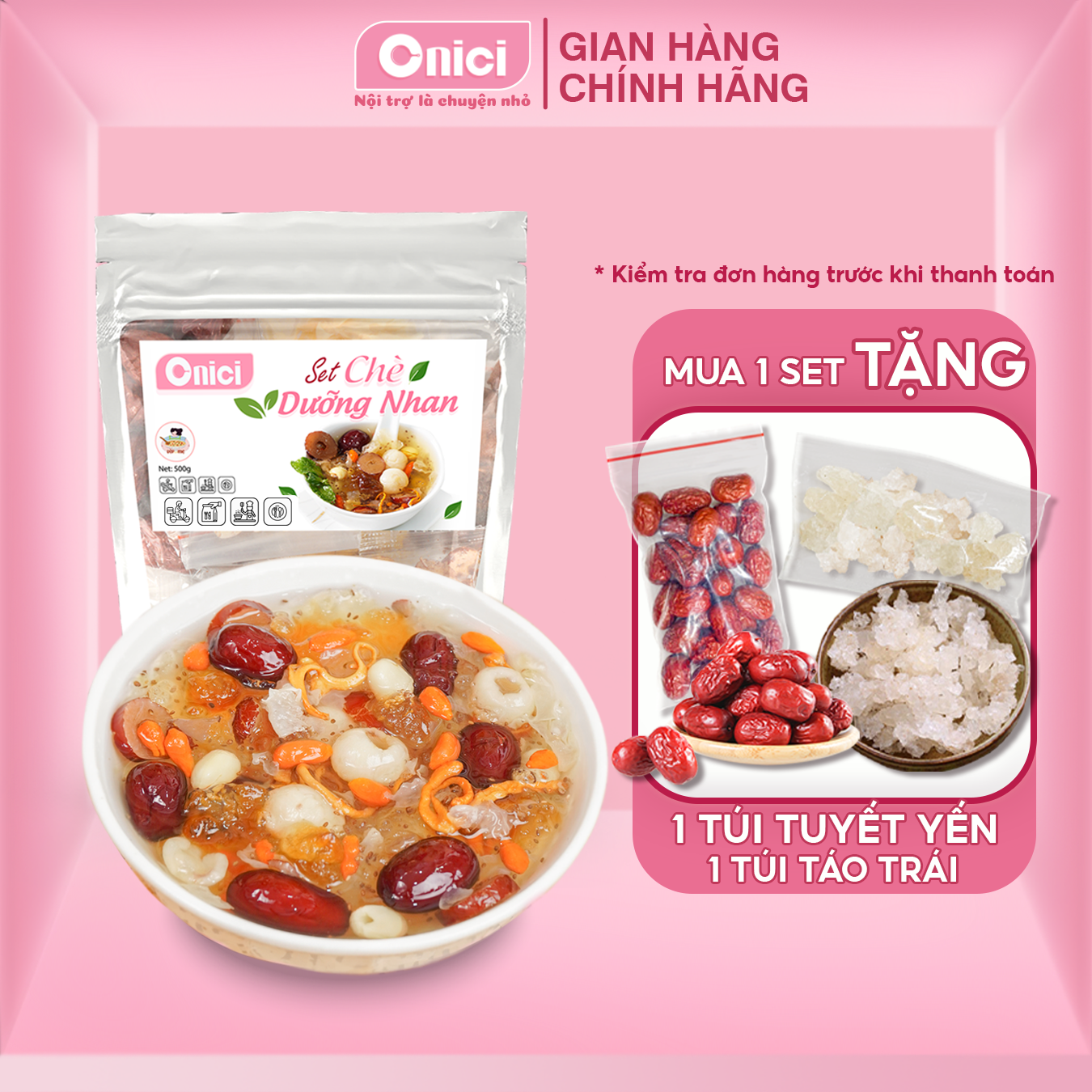 Chè Tuyết Yến Dưỡng Nhan 500gr nấu 30 chén chè Set nguyên liệu Bếp Của Mẹ Onici