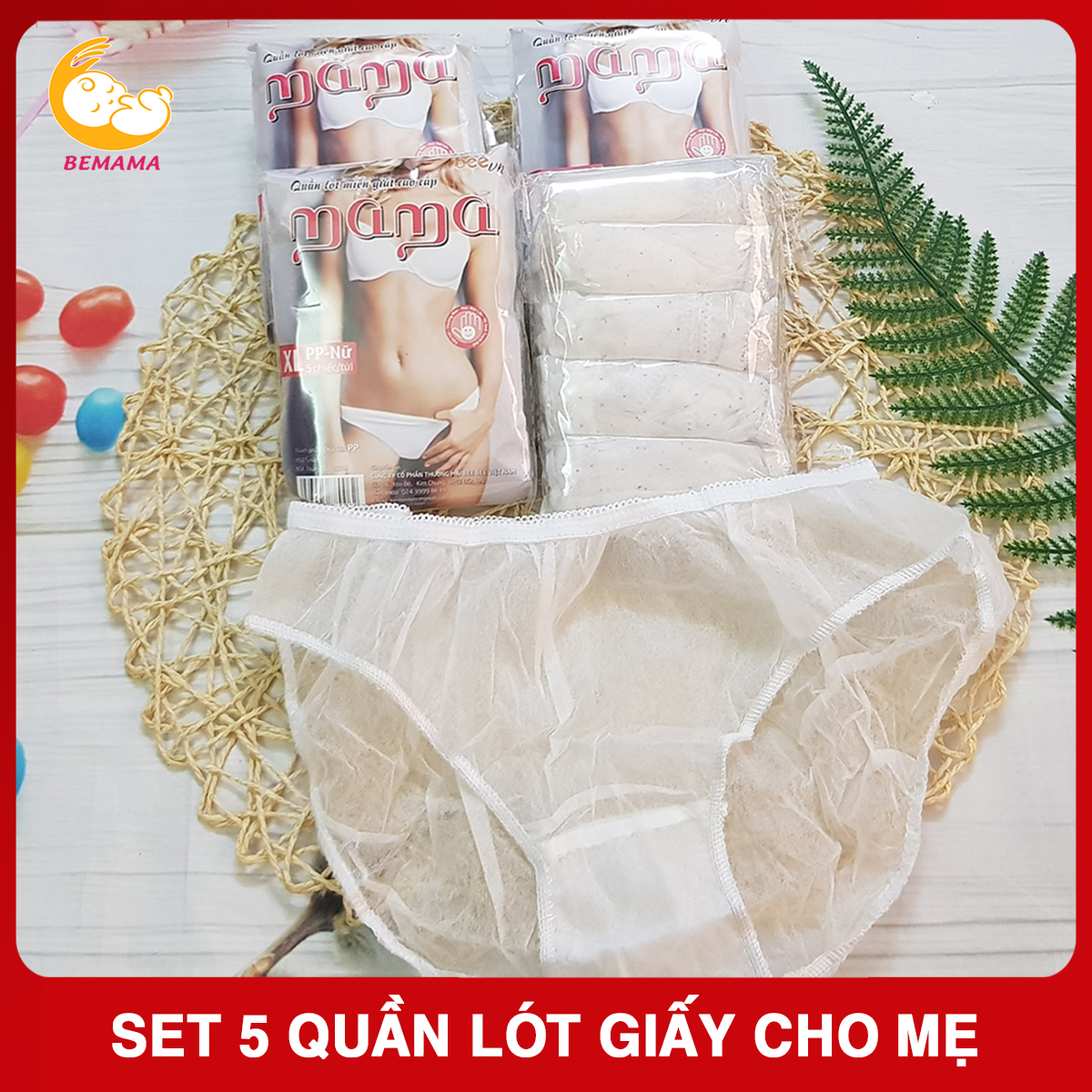 [SET 5] Quần Lót Giấy Cho Mẹ Sau Sinh MAMA Mặc 1 Lần, Tiện Lợi, Vải Mềm, Dễ Mang Đi Gọn Nhẹ - Đồ Lót Bầu, Quan Lot Giay Sau Sinh, Quan Lot Cho Ba Bau, Quần Lót Bầu, Quần Lót Mặc 1 Lần BEMAMA - 1 Set Quần Lót Giấy