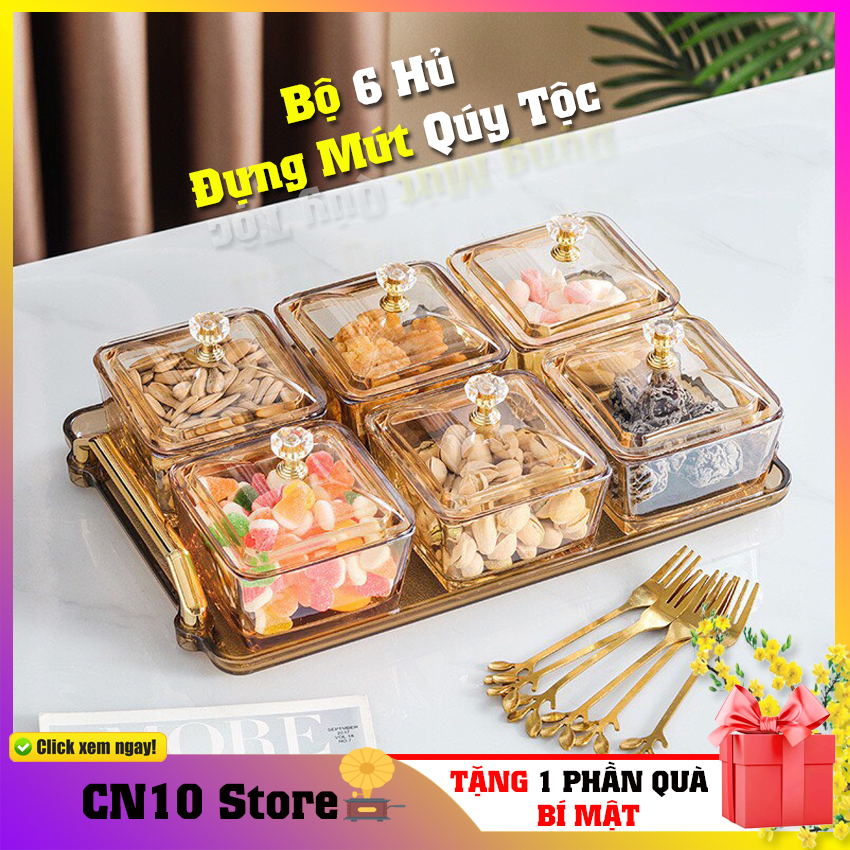 Hcm-bộ 6 hủ đựng mứt tết kiểu qúy tộc-cao cấp-công nghệ 10-10-tết 2023