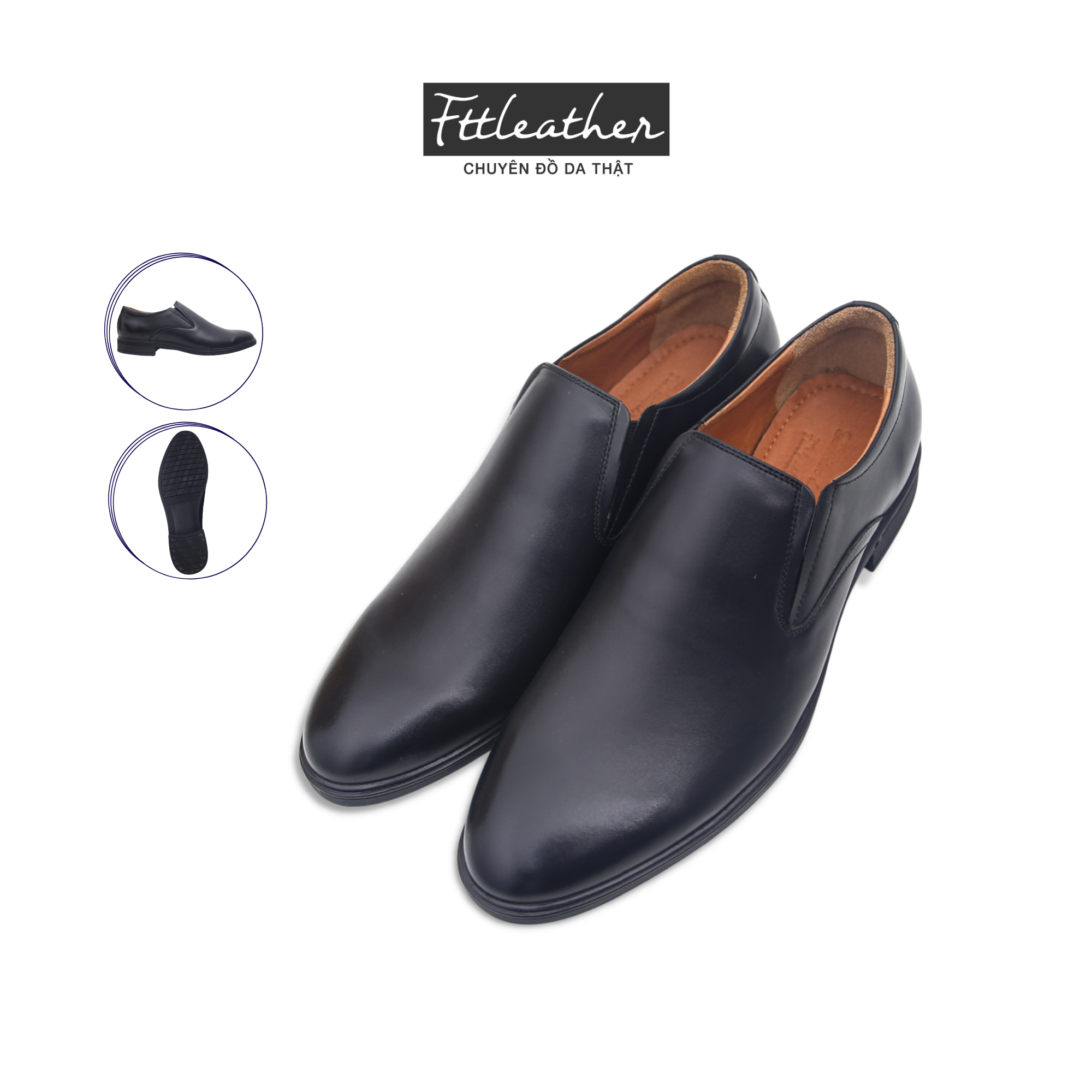Giày da nam Giày lười Loafer trơn – mẫu giày đơn giản thanh lịch FTT LEATHER