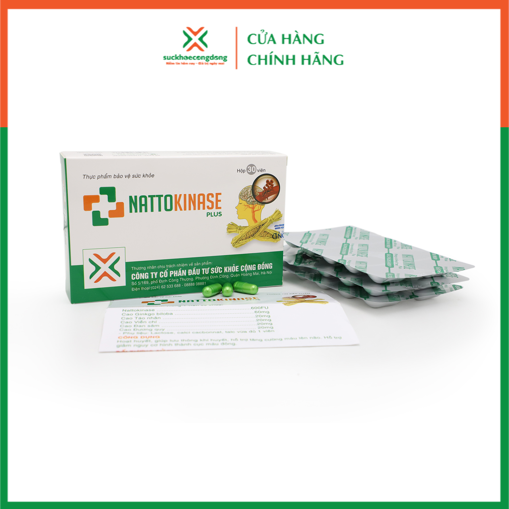 Viên uống hỗ trợ điều trị TAI BIẾN VÀ ĐỘT QUỴ - NATTOKINASE Plus (30 viên)