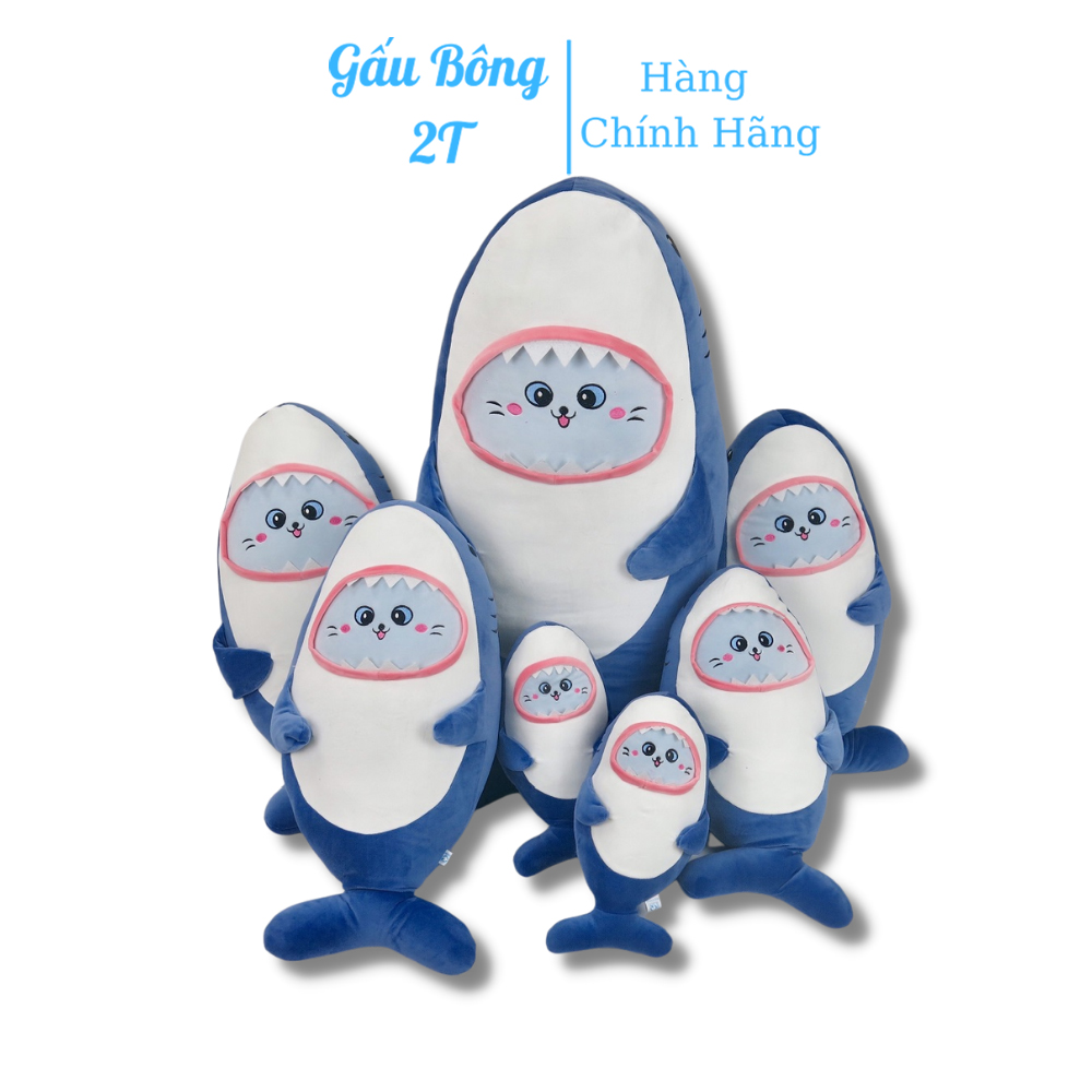 Gấu bông gối ôm cá mập gấu bông cute mèo cosplay cá mập đáng yêu vải nhung mềm mịn lót bông gòn cao cấp