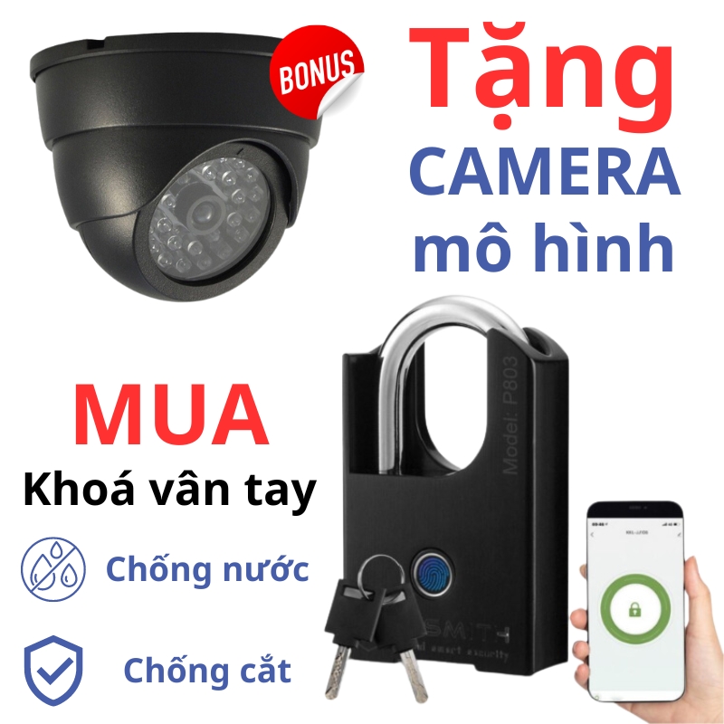 Ổ khóa vân tay chống trộm chống cắt chống nước thông minh kèm chìa ttlocks p803