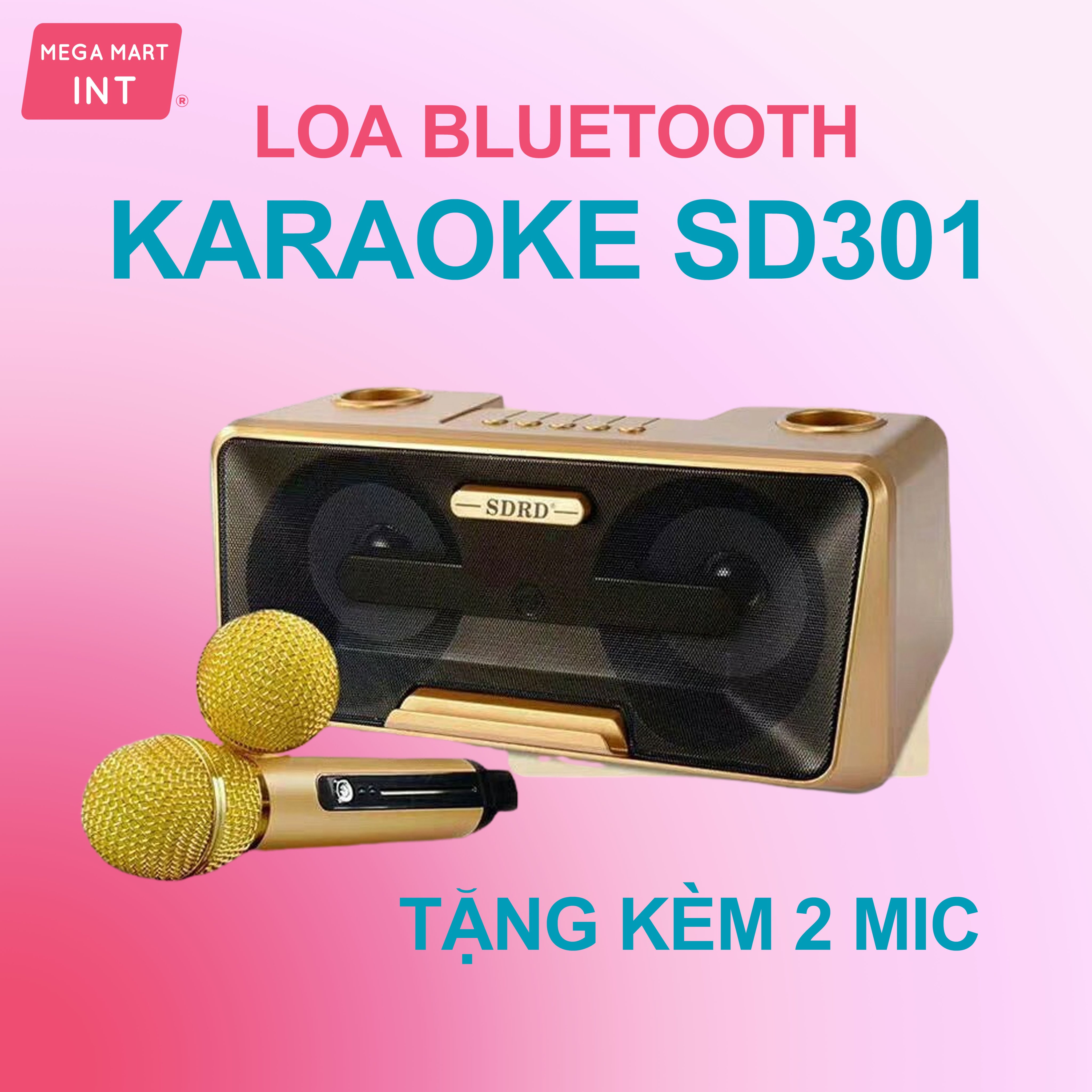 Mic Hat Karaoke Có Loa - Loa Bluetoth Karaoke Mini Sd-301 + Tặng Kèm 2 Mic , Thoải Mái Song Ca Cùng Bạn Bè Người Thân, Phù Hợp Hát Karaoke Tại Nhà, Đi Phượt, Dã Ngoại Cực Kì Tiện Dụng , Chất Lượng Cao - Bảo Hành 1 Đổi 1 Toàn Quốc