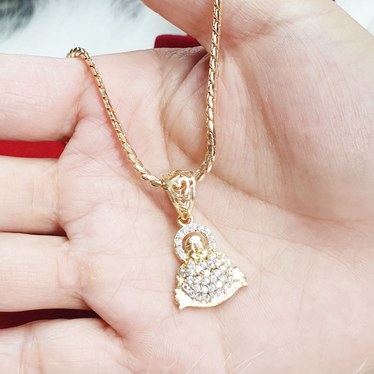 (Dùng Tắm Rửa- Không Phai Màu) Dây Chuyền Mặt Phật Di Lặc Vàng Vonfram cao cấp- Dùng tắm rửa thoải mái không kiêng mồ hôi