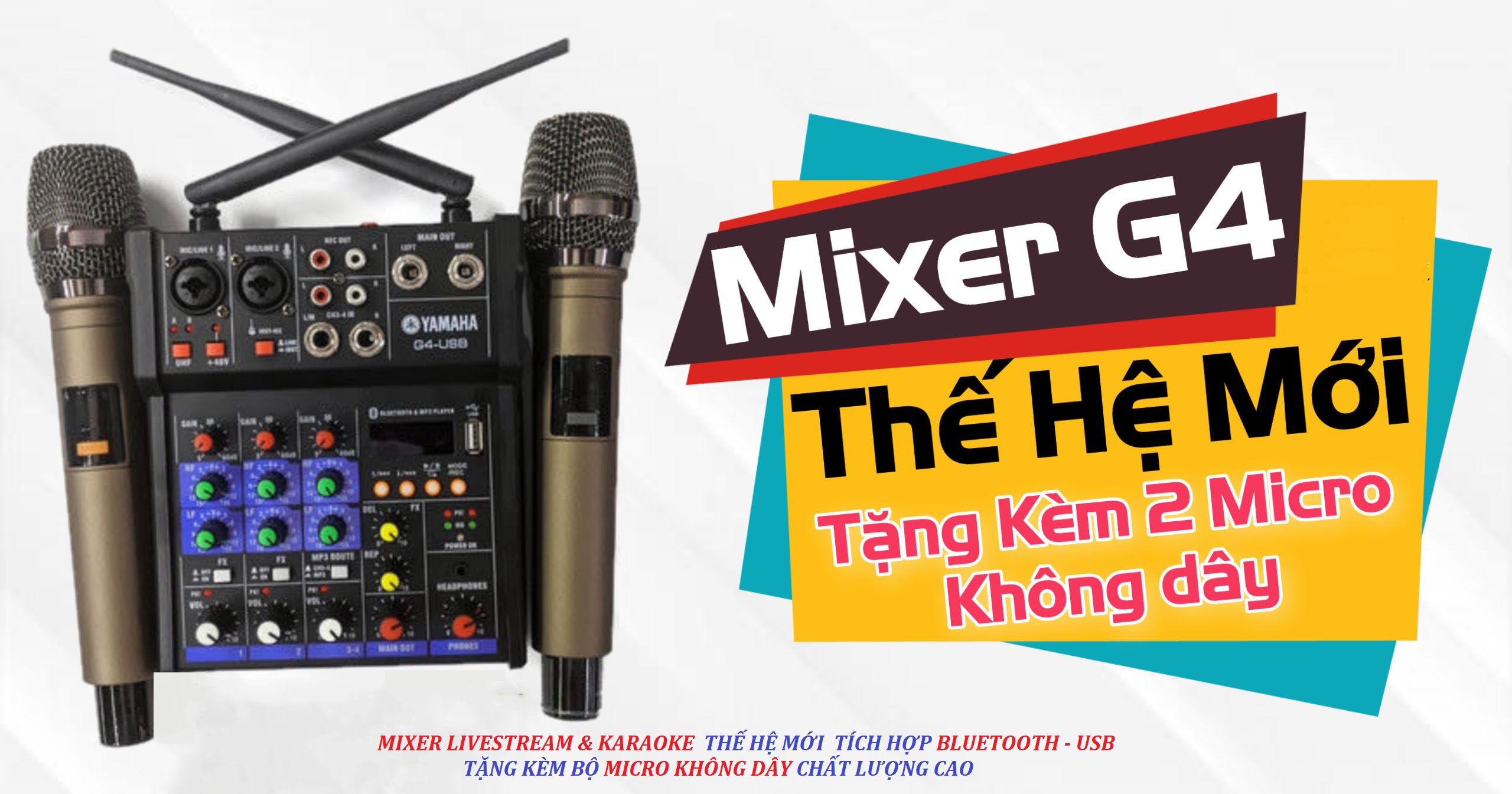 BỘ MIXER LIVESTREAM YAMAHA G4 Bluetooth - KÈM 2 MICRO KHÔNG DÂY CA O CẤP
