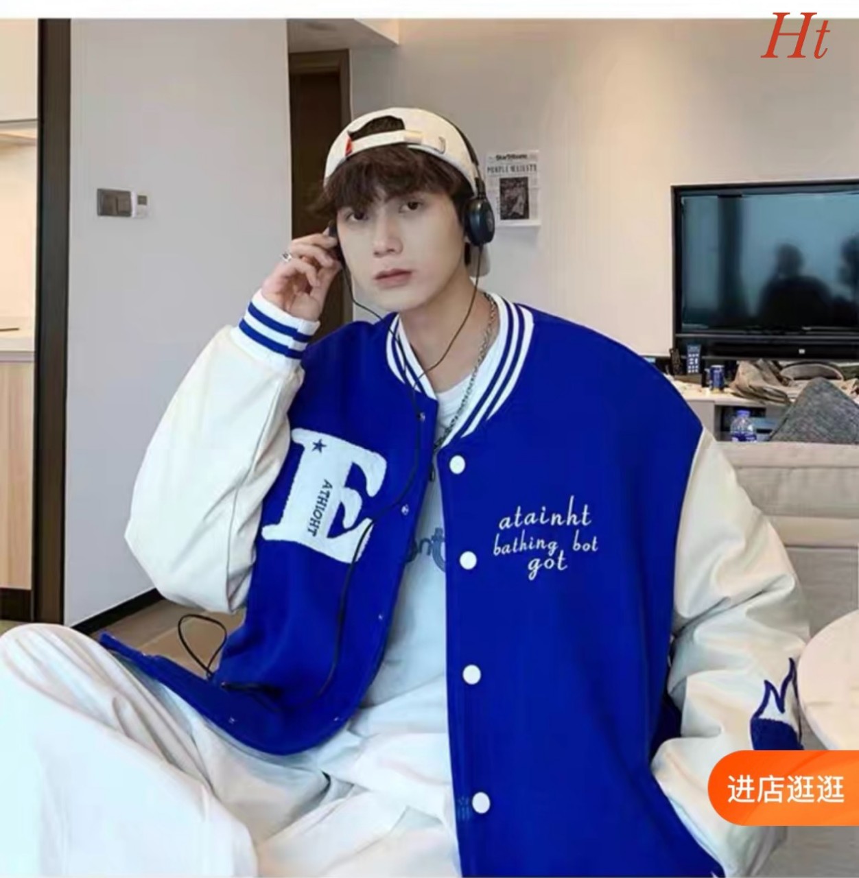Áo Khoác Bomber nỉ Chữ E lửa tay,ht