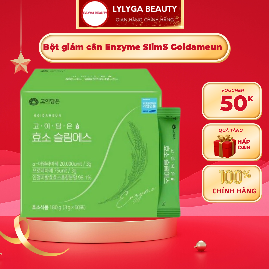  Bột Enzyme Giảm Cân Hàn Quốc Hỗ Trợ Tiêu Hóa Giữ Dáng Đẹp Da DETOX cơ thể - Hộp 60 gói x 3Gr 
