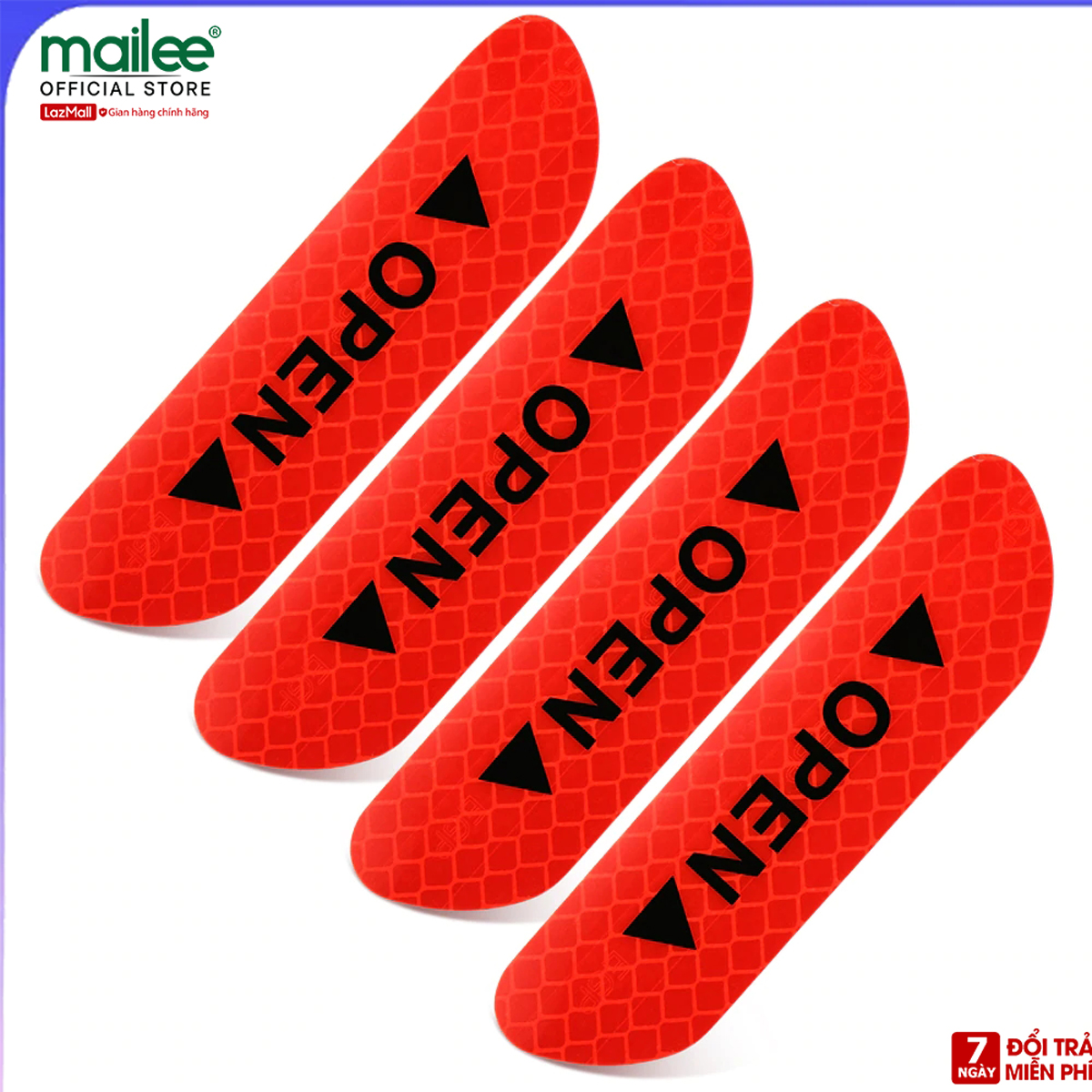 Bộ 4 miếng dán phản quang cảnh báo mở cửa an toàn cho ô tô, xe hơi Mai Lee