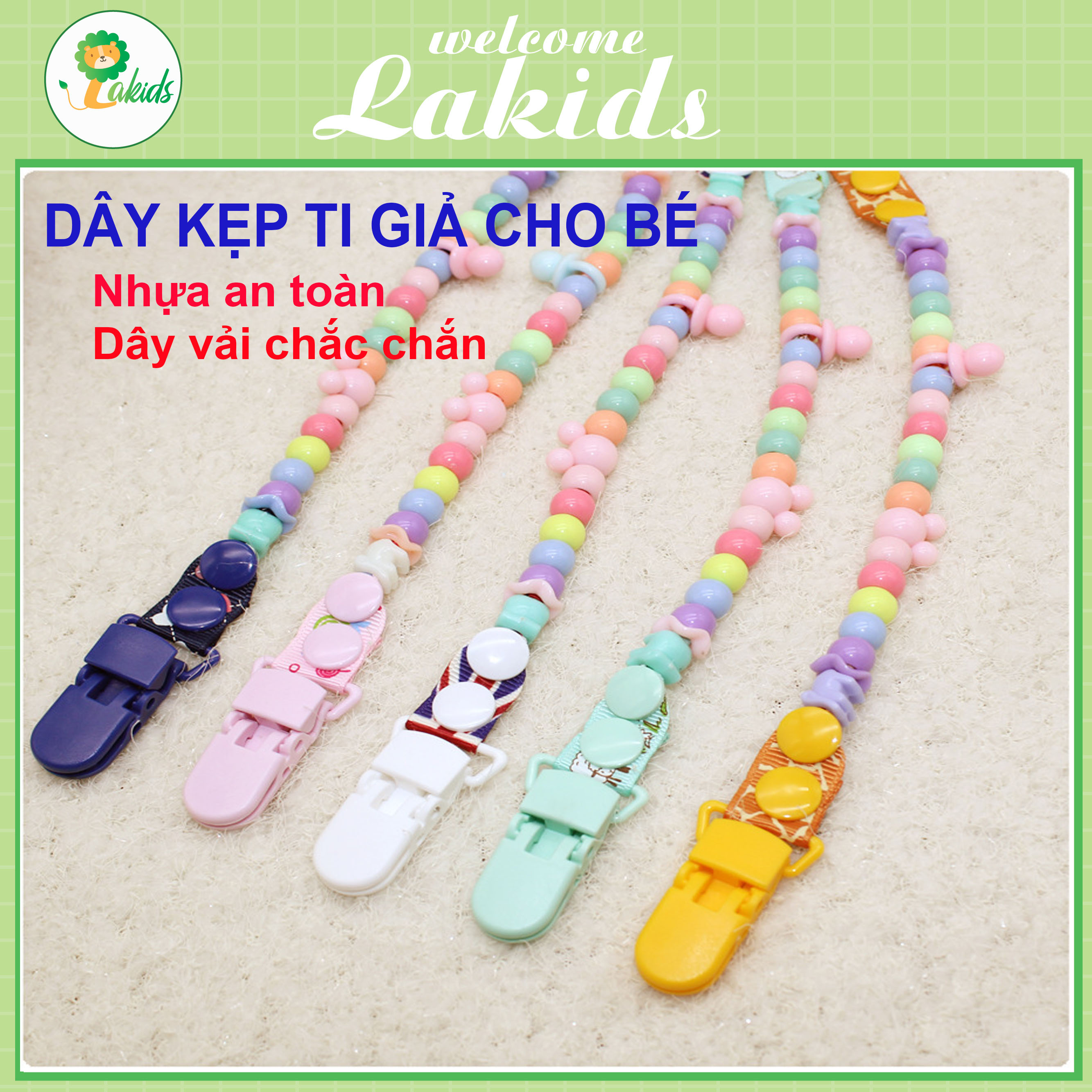 Dây đeo ti giả dây đeo gặm nướu dây kẹp ti giả chống rơi cho bé Lakids