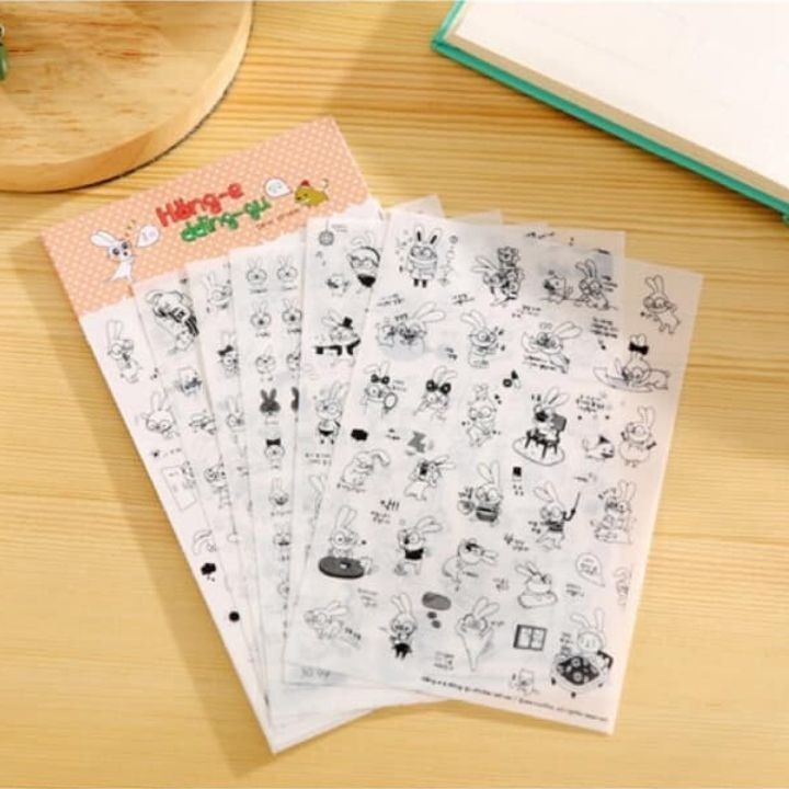 Combo 6 Miếng Dán Trang Trí Sticker Trang Trí Hình Thỏ Phong Cách Hàn Quốc Dễ Thương