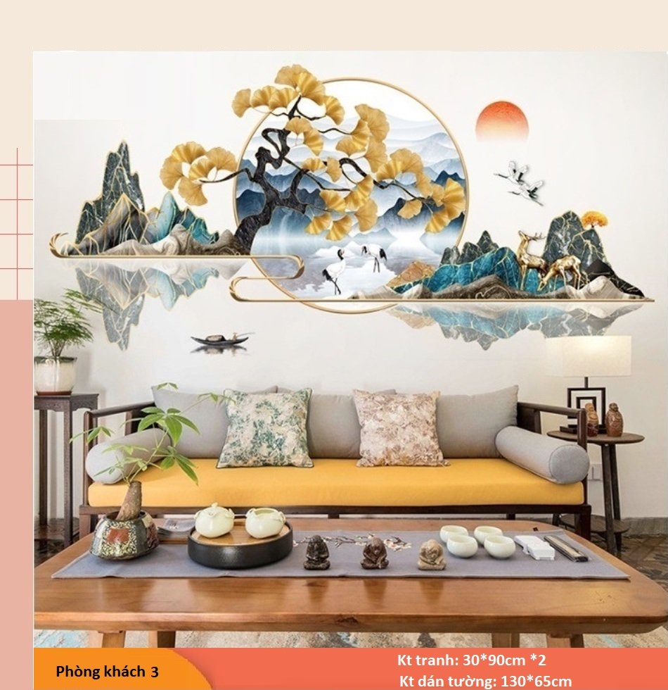 Tranh decal dán tường trang trí PHÒNG KHÁCH 3 decal dán tường, sticker dán tường,Giấy dán tường, tranh dán tường PVC không thấm nước