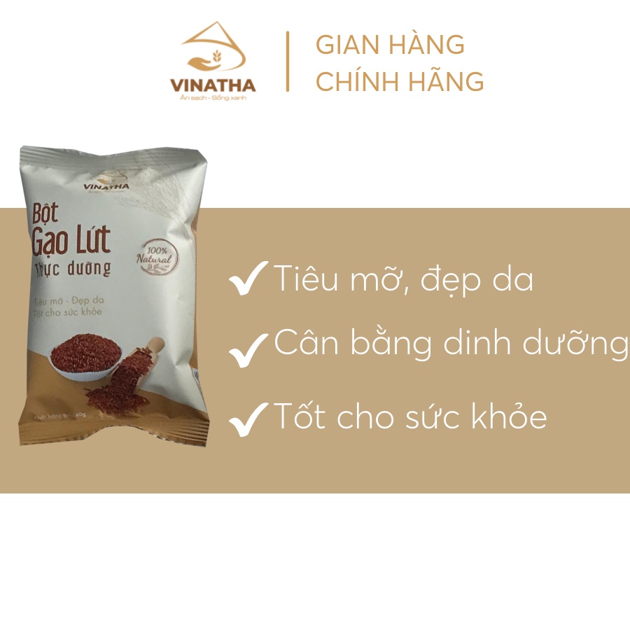 BỘT GẠO LỨT THỰC DƯỠNG VINATHA - GIẢM MỠ, ĐẸP DA, TỐT CHO SỨC KHỎE ( TÚI 840gram - 21 túi nhỏ )