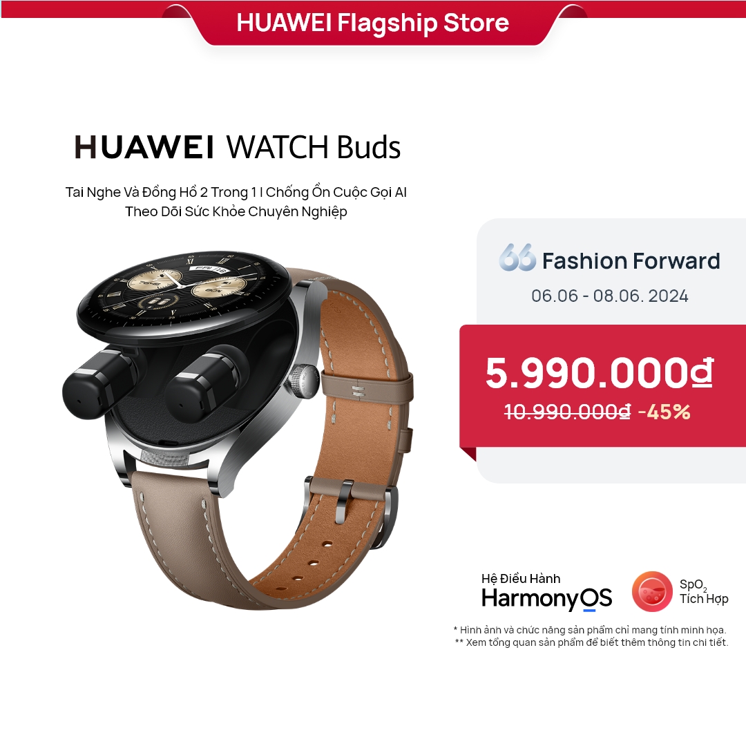 Đồng hồ thông minh huawei watch buds |tai nghe và đồng hồ 2 trong 1 | chống ồn cuộc gọi ai