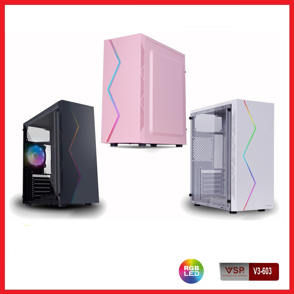 Thùng máy tính case vsp v3-603 tích hợp led rgb - không kèm fan