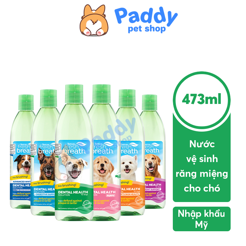 Dung Dịch Vệ Sinh Răng Miệng Hỗ Trợ Sức Khỏe Chó Mèo Tropiclean 473ml (Nhập khẩu Mỹ)